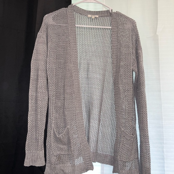 Mudd Gray Cardigan with Ribbed Knit and Casual Fit - Picture 1 of 3
